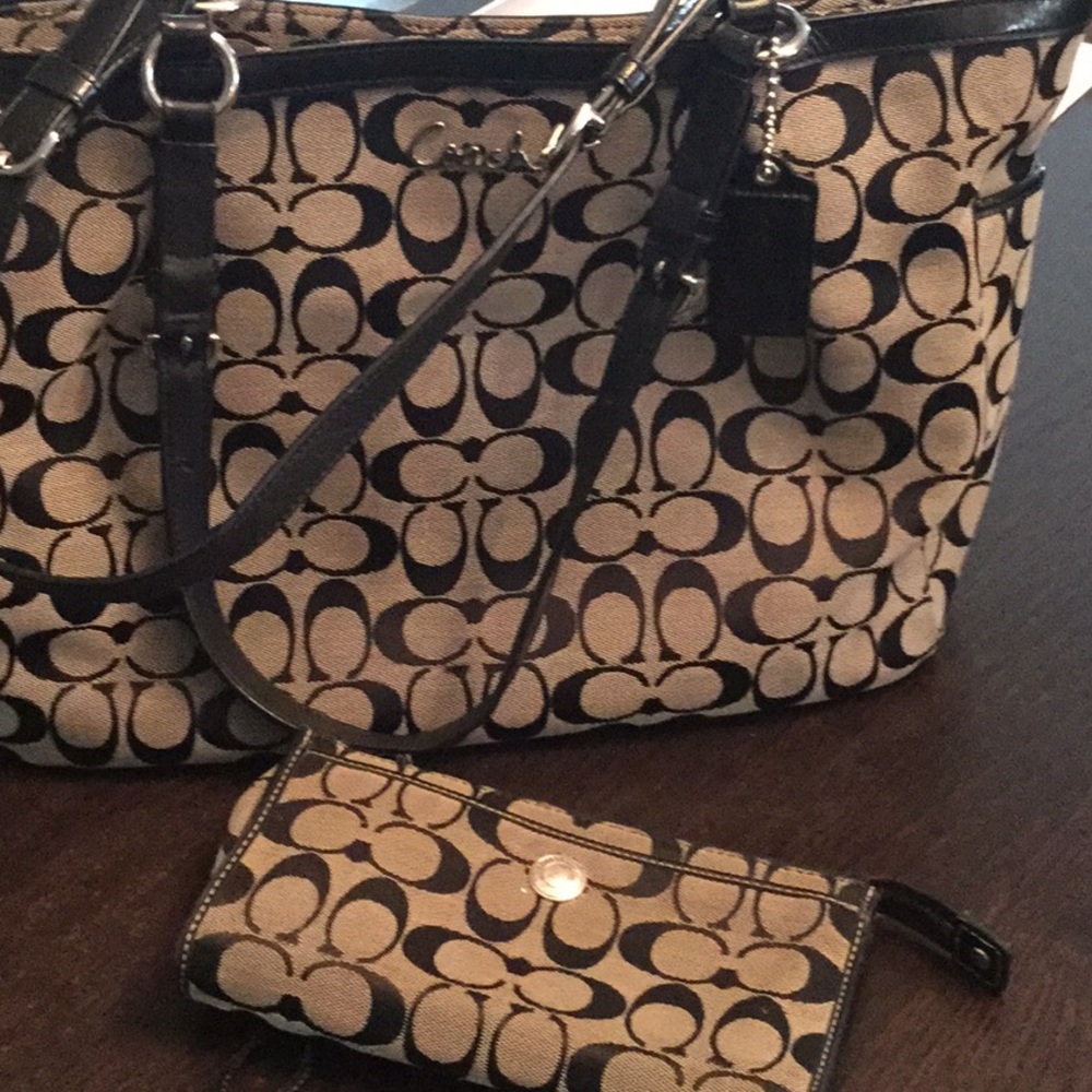 Black and silvery gray Coach ( authentic) tote